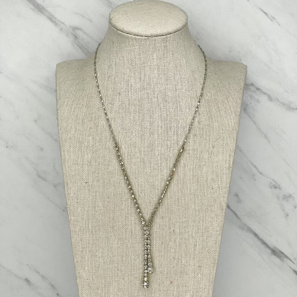 Icing Silver Tone Rhinestone Drop Necklace